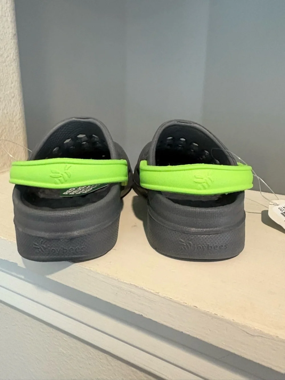 Joybees Harper Slip-On Clogs Charcoal/Lime - Kids Child Toddler Size 8 / 9